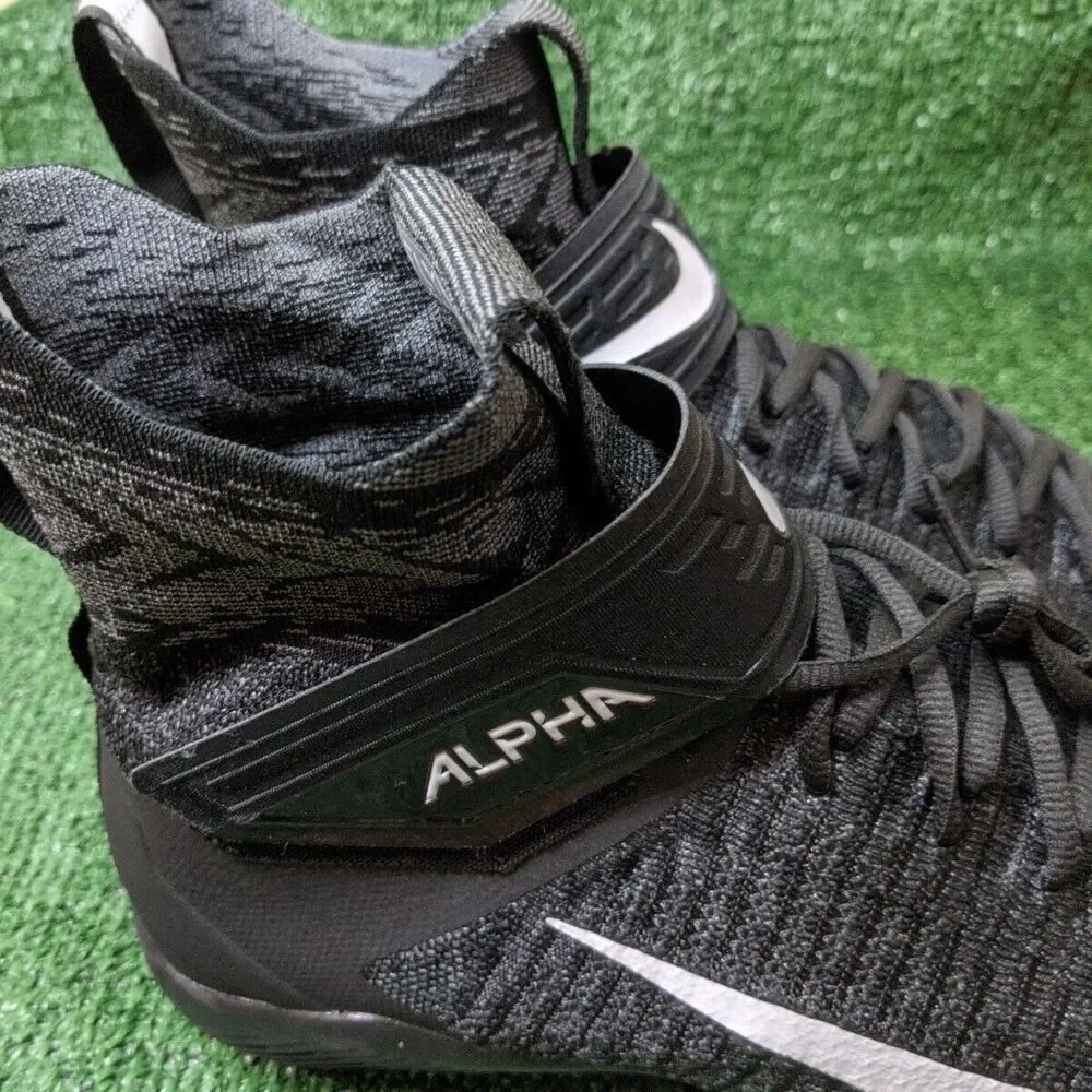 Nike Alpha Menace Elite 2 Flyknit Football Cleats CI1530-001 Black Men's‎ Sz 13